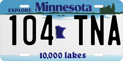 MN license plate 104TNA