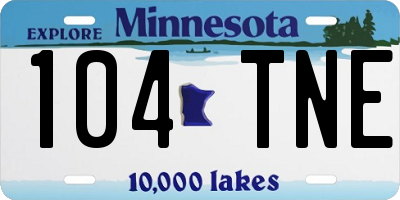 MN license plate 104TNE