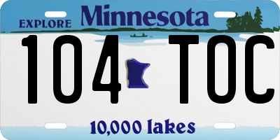MN license plate 104TOC