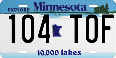 MN license plate 104TOF