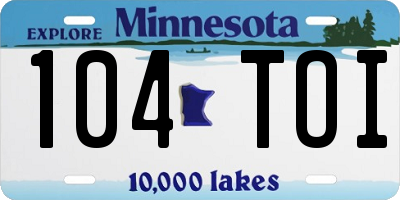MN license plate 104TOI