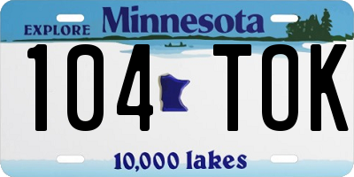 MN license plate 104TOK