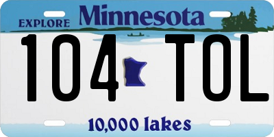 MN license plate 104TOL
