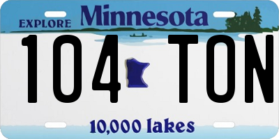 MN license plate 104TON