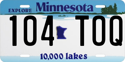 MN license plate 104TOQ