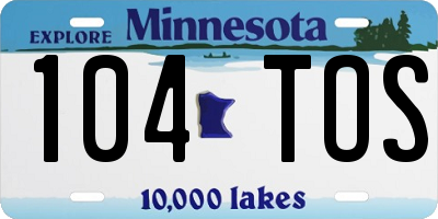 MN license plate 104TOS