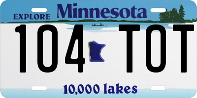 MN license plate 104TOT