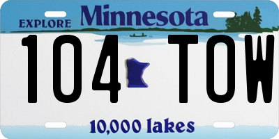 MN license plate 104TOW