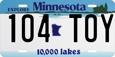 MN license plate 104TOY