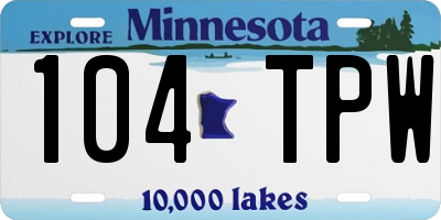 MN license plate 104TPW