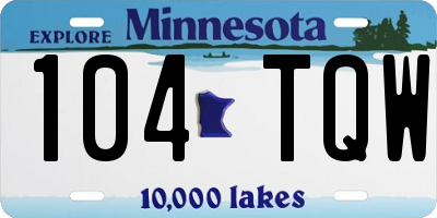 MN license plate 104TQW