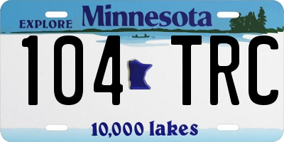 MN license plate 104TRC