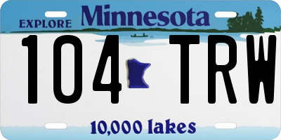 MN license plate 104TRW