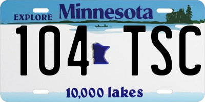MN license plate 104TSC