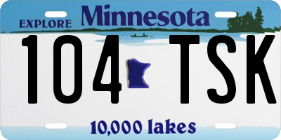 MN license plate 104TSK