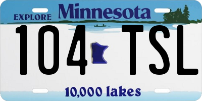MN license plate 104TSL