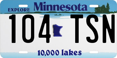 MN license plate 104TSN