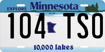 MN license plate 104TSO