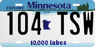 MN license plate 104TSW