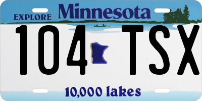 MN license plate 104TSX