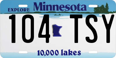 MN license plate 104TSY