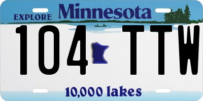 MN license plate 104TTW