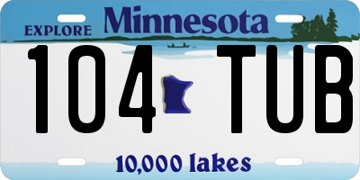 MN license plate 104TUB