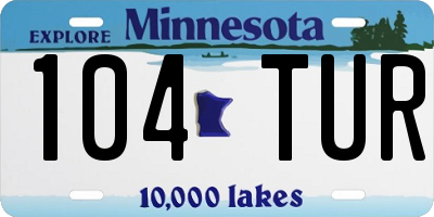 MN license plate 104TUR