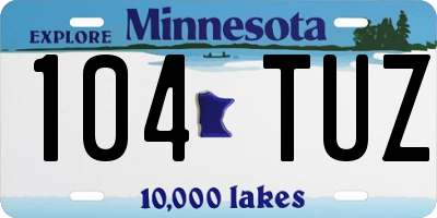 MN license plate 104TUZ