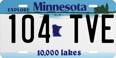 MN license plate 104TVE