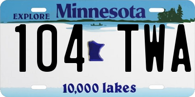 MN license plate 104TWA