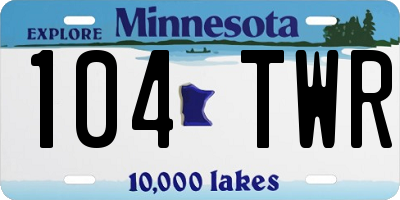 MN license plate 104TWR