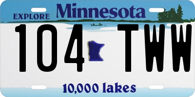MN license plate 104TWW
