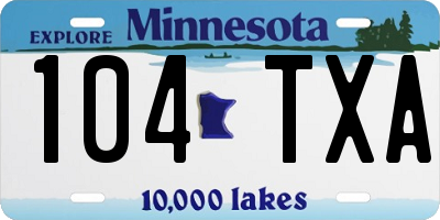MN license plate 104TXA