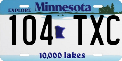 MN license plate 104TXC