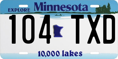 MN license plate 104TXD
