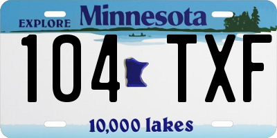 MN license plate 104TXF
