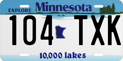MN license plate 104TXK