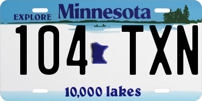MN license plate 104TXN