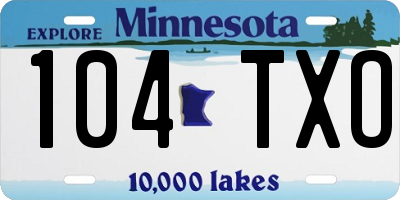 MN license plate 104TXO