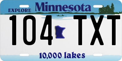MN license plate 104TXT