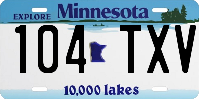 MN license plate 104TXV
