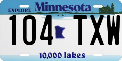 MN license plate 104TXW