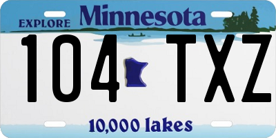 MN license plate 104TXZ