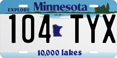 MN license plate 104TYX