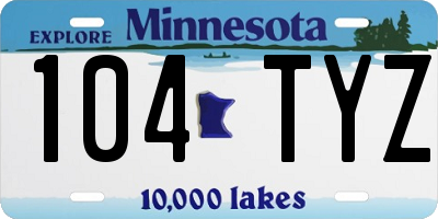 MN license plate 104TYZ