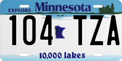 MN license plate 104TZA