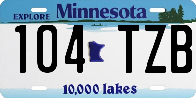 MN license plate 104TZB