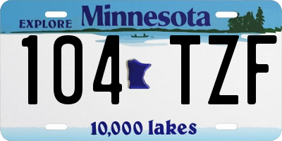 MN license plate 104TZF
