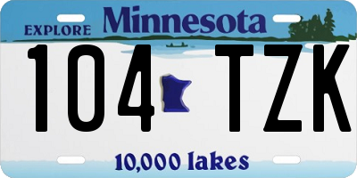 MN license plate 104TZK
